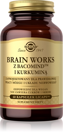 Solgar Brain Works z Bacomind™ i Kurkuminą kapsułki na wsparcie czynności układu nerwowego