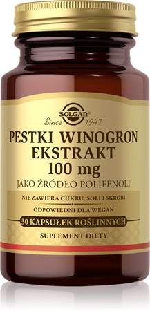 Solgar Pestki winogron ekstrakt 100 mg kapsułki o działaniu przeciwutleniającym