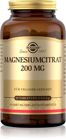 Solgar Magnesiumcitrat 200 mg Tabletten zur Reduzierung von Müdigkeit und Erschöpfung, für gesunde Zähne, Knochen und Muskeln