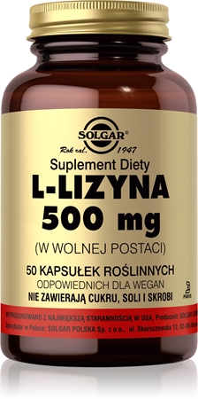 Solgar L-lizyna 500 mg wspomaganie budowania masy mięśniowej