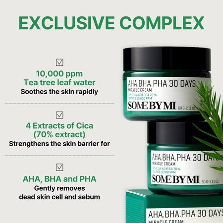 Some By Mi AHA∙BHA∙PHA 30 Days Miracle Cream multiaktivna krema s pomirjajočim učinkom