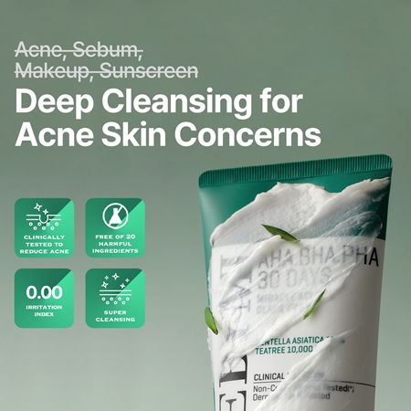 Some By Mi AHA∙BHA∙PHA 30 Days Miracle Acne Clear Foam hloubkově čisticí pěna pro problematickou pleť, akné