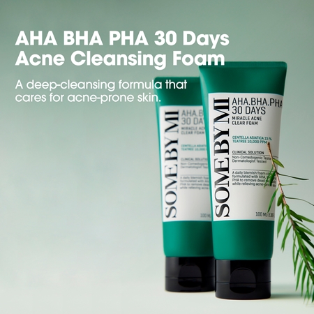 Some By Mi AHA∙BHA∙PHA 30 Days Miracle espuma de limpeza profunda para pele problemática, acne