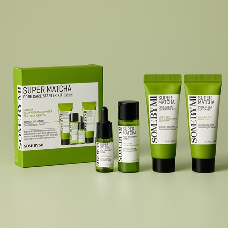 Some By Mi Super Matcha Pore Care Starter Kit coffret cadeau pour resserrer les pores et pour un look mat