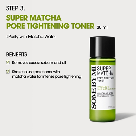 Some By Mi Super Matcha Pore Care Starter Kit Gift Set to tighten pores and mattify the skin
