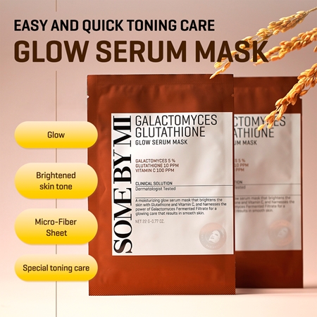 Some By Mi Galactomyces Glutathione Glow Serum Mask Máscara em folha com efeito iluminador para pele seca e sensível
