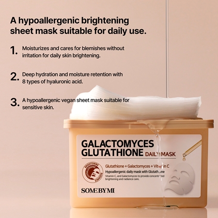 Some By Mi Galactomyces Glutathione Daily Mask Pack Máscara em folha com efeito iluminador embalagem grande