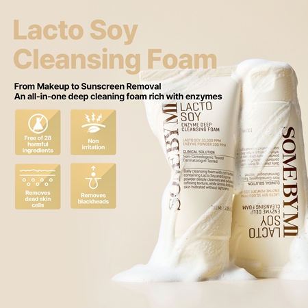Some By Mi Lacto Soy Enzyme Deep Cleansing Foam mousse nettoyante en profondeur avec effets apaisants