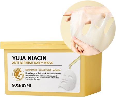 Some By Mi Yuja Niacin Anti Blemish Daily Mask Uppljusande arkmask för ansiktet för jämn hudton