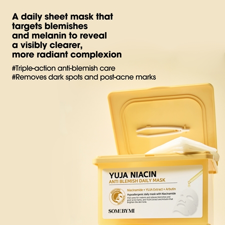 Some By Mi Yuja Niacin Anti Blemish Daily Mask Uppljusande arkmask för ansiktet för jämn hudton