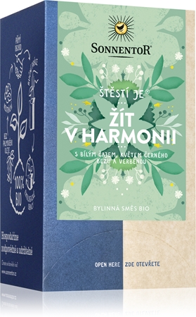 SONNENTOR Štěstí je žít v harmonii BIO bylinný čaj dvoukomorový sáček