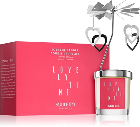 Souletto Lovely Time Orange & Lavender Duftkerze mit einem Karussell-Aufsatz