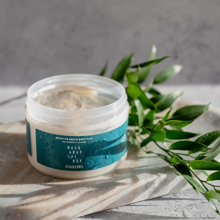 Souletto Peppermint & Ginger Face & Body Clay máscara facial e de corpo com argila