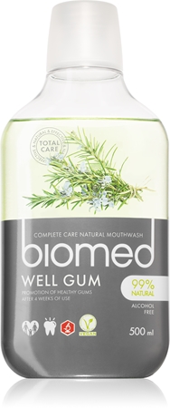 Splat Biomed Well Gum burnos skalavimo skystis sudirgusioms dantenoms su eteriniais aliejais