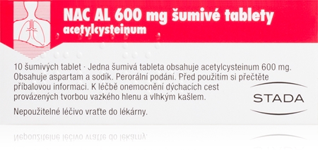 STADA NAC AL 600mg šumivé tablety k léčbě akutních onemocnění dýchacích cest doprovázených tvorbou hlenu