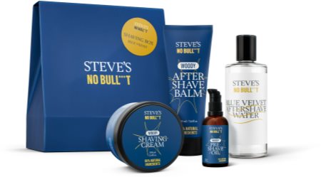 Steve's No Bull***t Shaving Box Blue Velvet set cadou (pentru ras) pentru bărbați
