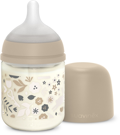 Suavinex Wonderland SX Pro Physiological Anti-Colic Glass стъклено бебешко шише S Slow Flow 0 m+ Liberty Cream