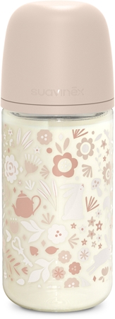Suavinex Wonderland SX Pro Physiological Anti-Colic Glass Glas-Babyflasche M Medium Flow 3 m+ Liberty Pink