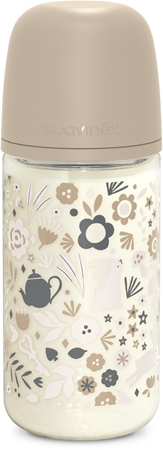 Suavinex Wonderland SX Pro Physiological Anti-Colic Glass stiklinis buteliukas kūdikiams M Medium Flow 3 m+ Liberty Cream