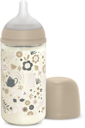 Suavinex Wonderland SX Pro Physiological Anti-Colic Glass stiklinis buteliukas kūdikiams M Medium Flow 3 m+ Liberty Cream