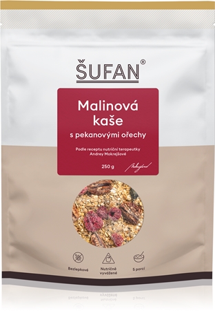 Šufan Malinová kaša s pekanovými orechmi bezlepková kaša s malinami