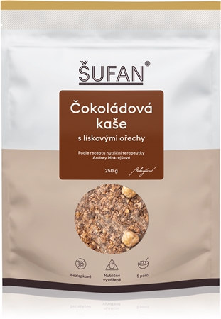 Šufan Čokoládová kaše s lískovými ořechy bezlepková kaše s ořechy