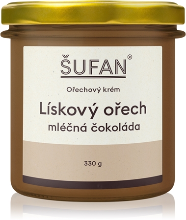 Šufan Lískový ořech s mléčnou čokoládou ořechová pomazánka s čokoládou