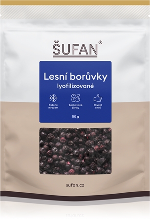 Šufan Čučoriedky lesné lyofilizované mrazom sušené ovocie čučoriedka