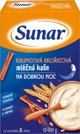 Sunar krupicová skořicová mléčná kaše na dobrou noc krupicová kaše