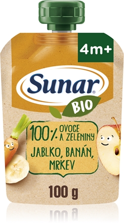 Sunar BIO jablko, banán, mrkva detský príkrm