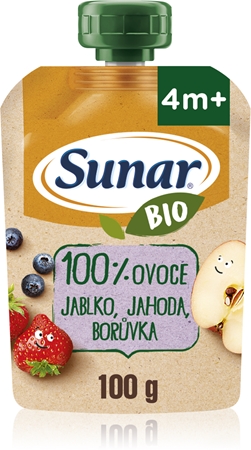 Sunar BIO jablko, jahoda, čučoriedka ovocný príkrm