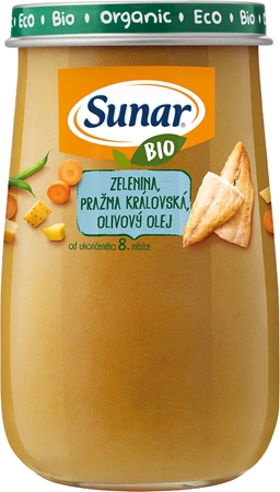 Sunar BIO zelenina, pražma královská, olivový olej dětský příkrm