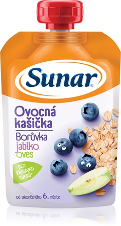 Sunar ovocná kašička jablko, čučoriedka, ovos detský príkrm