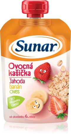 Sunar ovocná kašička jahoda, banán, ovos detský príkrm