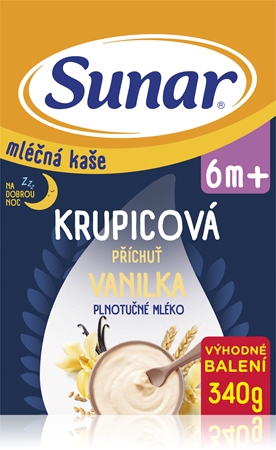 Sunar krupicová kaša na dobrú noc vanilková mliečna kaša