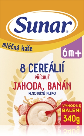 Sunar s 8 cereáliemi jahoda, banán mléčná kaše