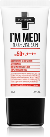SUNTIQUE I'M MEDI 100% Zinc Sunscreen protective mineral cream for sensitive skin SPF 50+