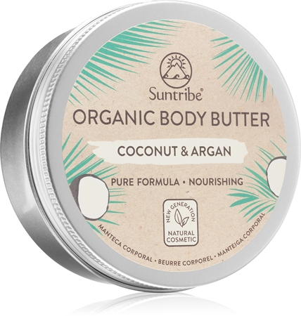 Suntribe Organic Body Butter Coconut & Argan manteca hidratante intensiva para cuerpo para pieles secas