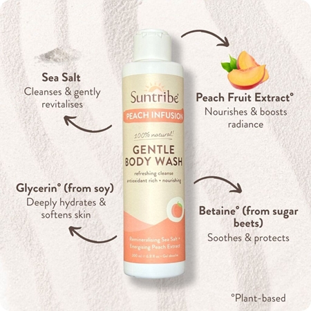 Suntribe Gentle Body Wash Silky Shower Gel with peach extract