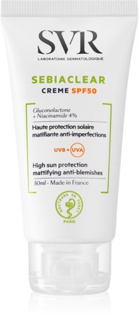 SVR Sebiaclear schützende matte Creme für fettige Haut mit Schönheitsfehlern SPF 50