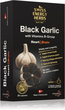 Swiss Energy Herbs Black garlic doplněk stravy pro normální činnost srdce a mozku