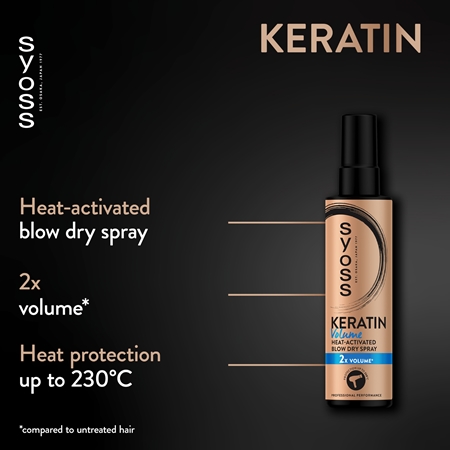 Syoss Keratin Volume sprej pro ochranu vlasů před teplem pro zvětšení objemu