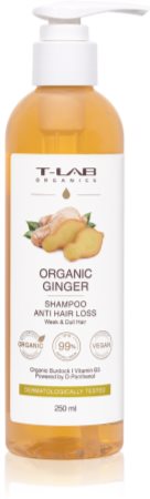 T-LAB Organics Organic Ginger Anti Hair Loss Shampoo δυναμωτικό σαμπουάν για μαλλιά με τάση αραίωσης