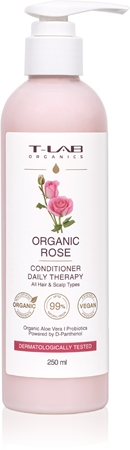 T-LAB Organics Organic Rose Daily Therapy Conditioner vlažilni in pomirjajoči balzam za vsakodnevno uporabo