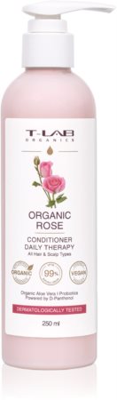 T-LAB Organics Organic Rose Daily Therapy Conditioner ενυδατικό και καταπραϋντικό μαλακτικό για καθημερινή χρήση