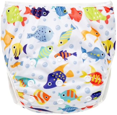 T-TOMI Diaper Swimwear Blue Fish tvättbar badblöja
