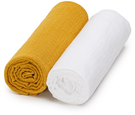 T-TOMI Muslin Diapers White + Mustard