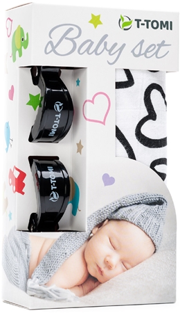 T-TOMI Baby Set Black Hearts lote de regalo para niños