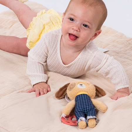 Taf Toys Activity Toy Daniel the Dog jouet contrasté à suspendre avec anneau de dentition