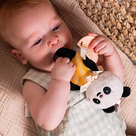 Taf Toys Activity Toy Pamela the Panda kontrastingas kabantis žaislas su kramtoma dalimi
